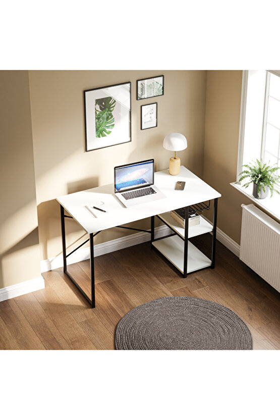 Çalışma Masası Telli Raflı Ofis Laptop Bilgisayar Masası