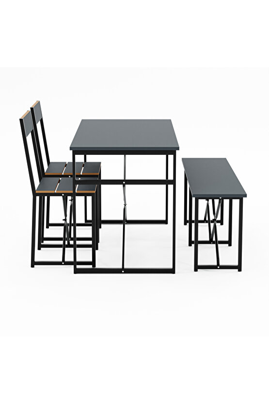 Mutfak Masası Bench Bank 120x60 Masa Set 2 Adet Sandalye Yemek Masası