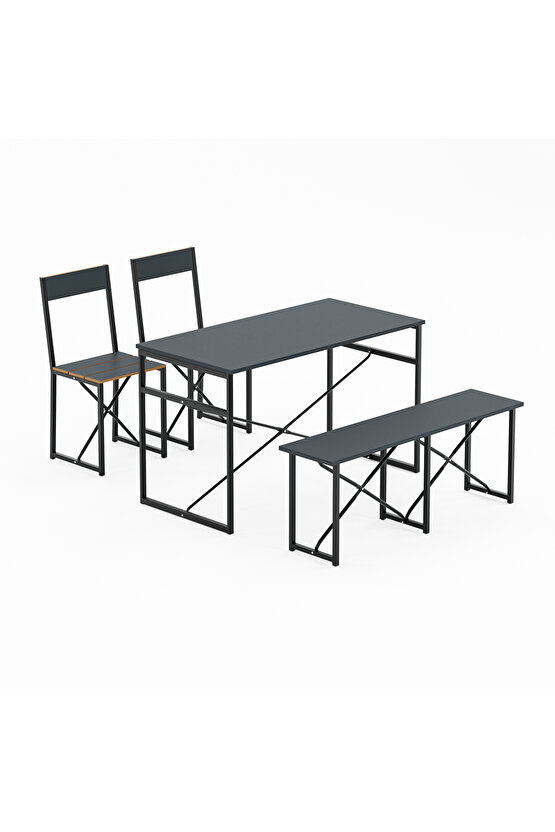 Mutfak Masası Bench Bank 120x60 Masa Set 2 Adet Sandalye Yemek Masası