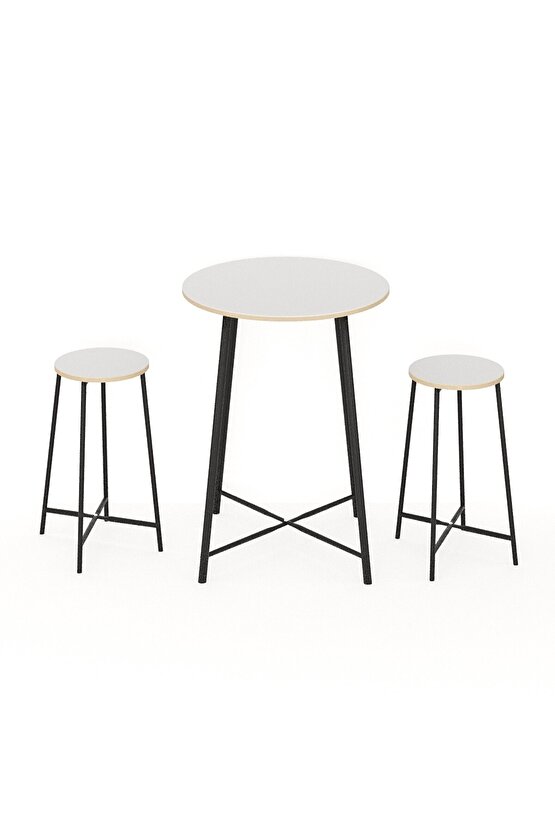 Oval 2 Kişilik Yemek Masası Bar Masası Mutfak Beyaz 1527