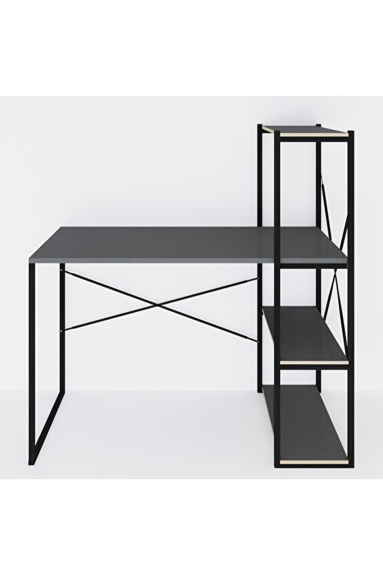 Kitaplıklı Çalışma Masası Bilgisayar Ofis Masası Füme 1423