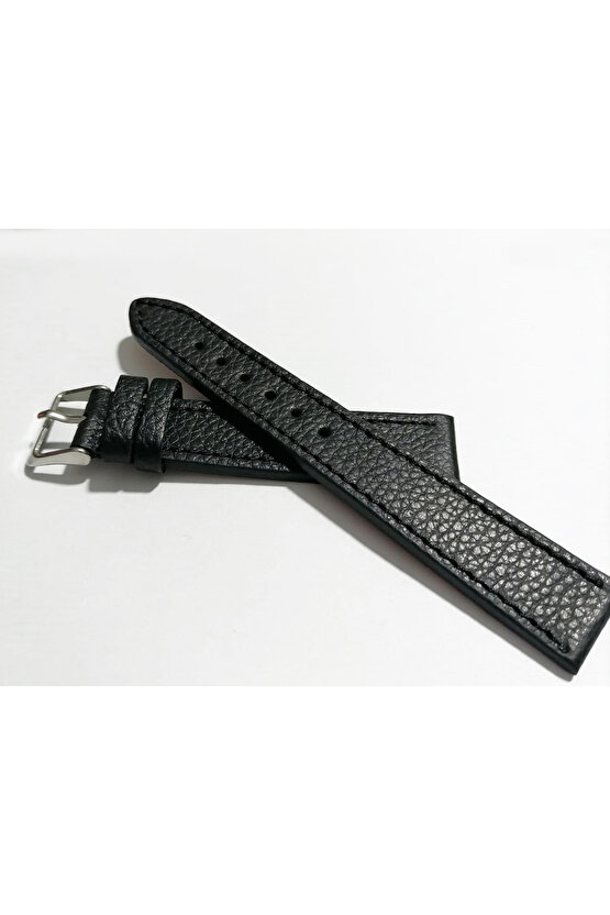 &Her Saate Uyumlu  Siyah    Hakiki  Deri Saat Kordonu 18  mm  (105 )