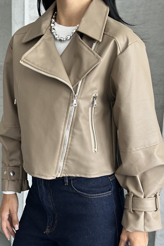 Balon Kol Deri Ceket