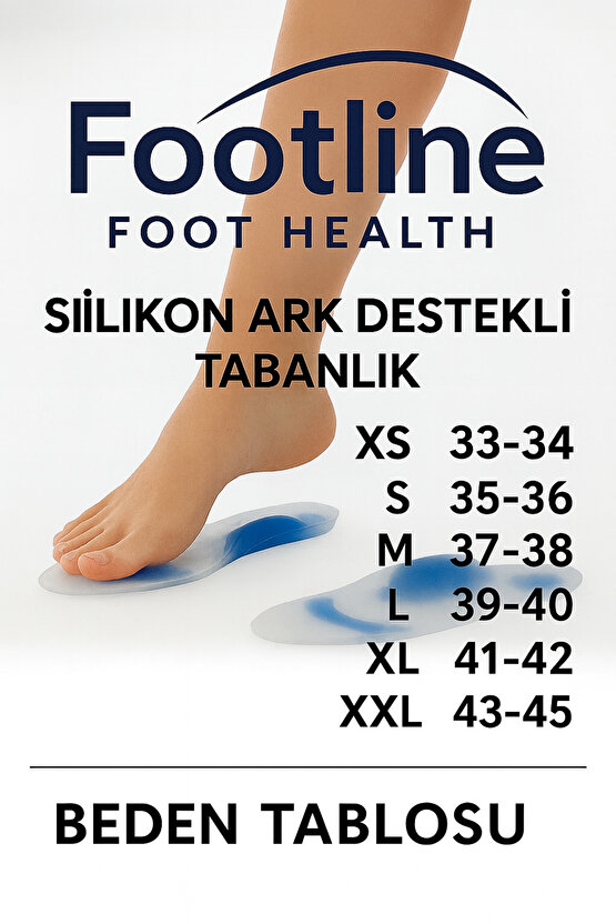 Ark Takviyeli Taban Düşüklüğü Düz Taban Içe Basma Destekli Anatomik Silikon Ayakkabı Tabanlığı