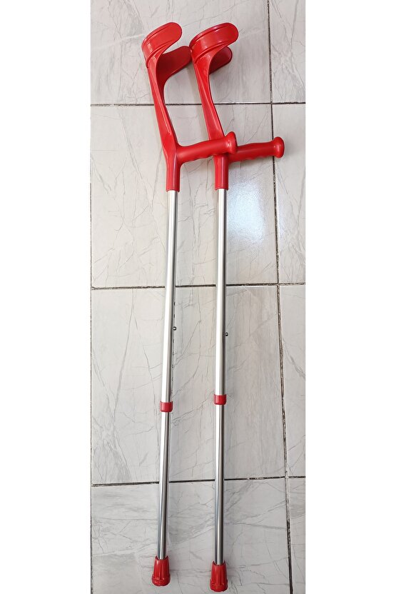 KIRMIZI Dirsek Destekli Baston Kanedyen Çift İki Adet Hafif