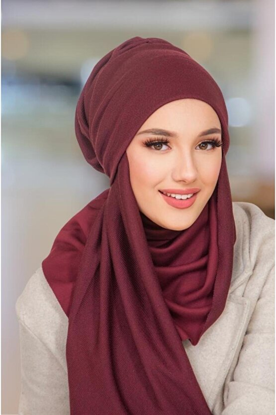 Bordo Kelebek Bone Şal