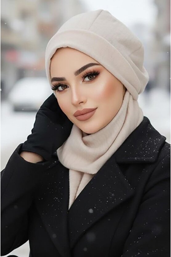 Kemik Kendinden Desenli Tesettür Bere