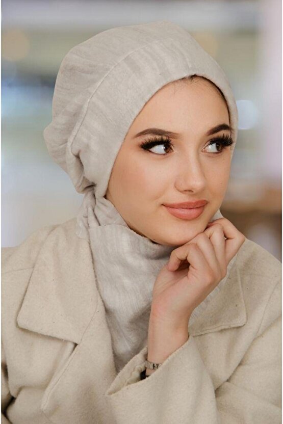 Taş Gri Tesettür Bere Ve Etol Takım