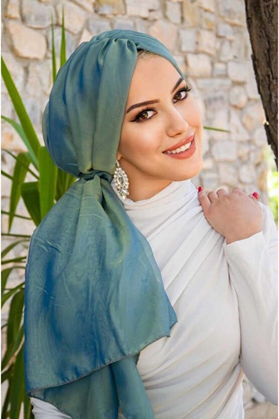 Yeşil Gold Janjan Şifon Tokalı Bone