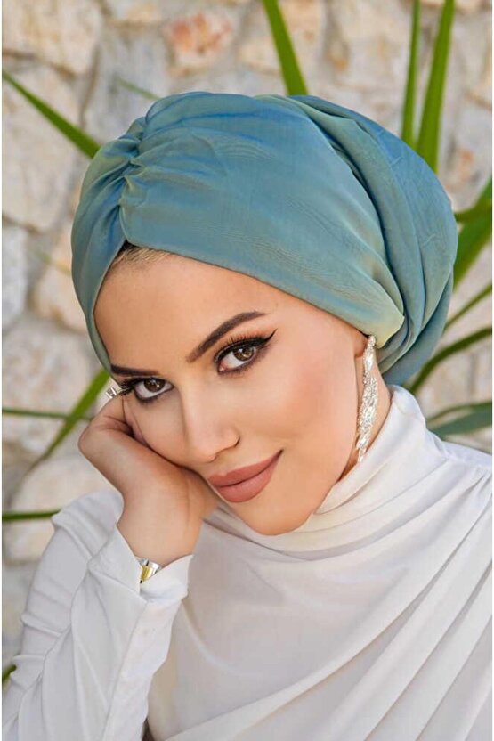 Yeşil Gold Janjan Şifon Tokalı Bone