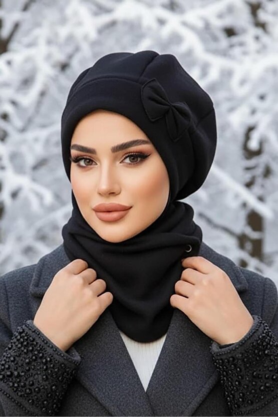 Siyah Fiyonklu Tesettür Bere Ve Etol Takım