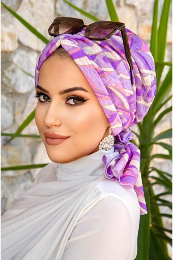 Leylak Geometrik Desen Tokalı Bone