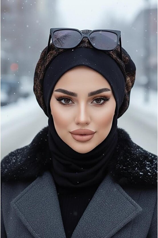 Siyah Bakır Garnili Tesettür Bere