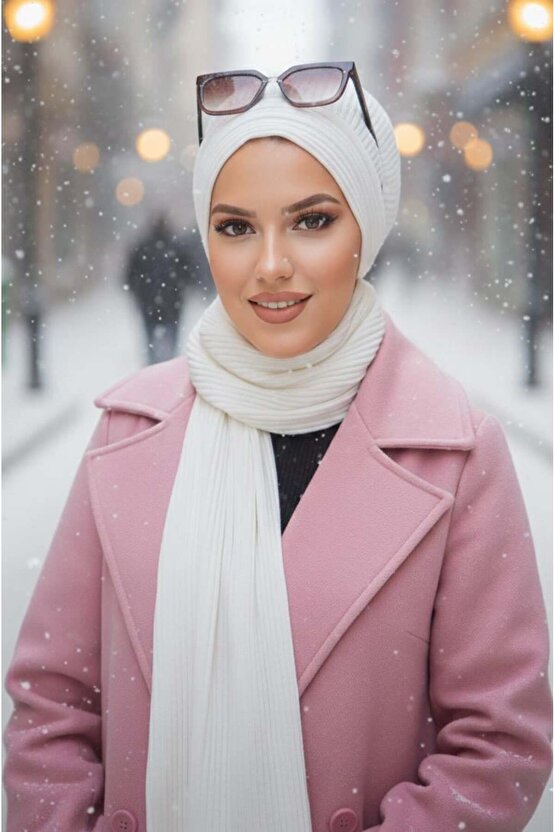 Beyaz Fitilli Tesettür Bere