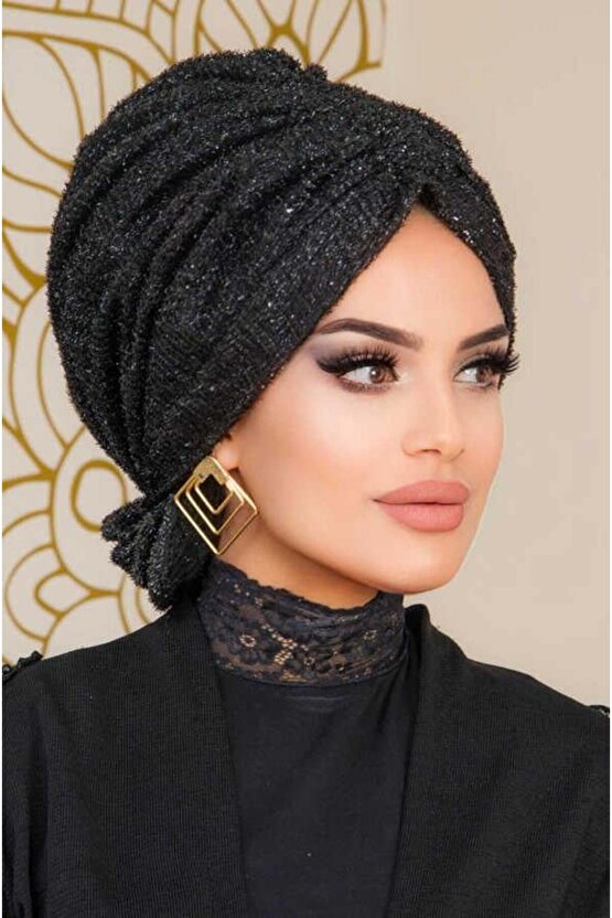 Siyah Abiye Tokalı Bone - 60100