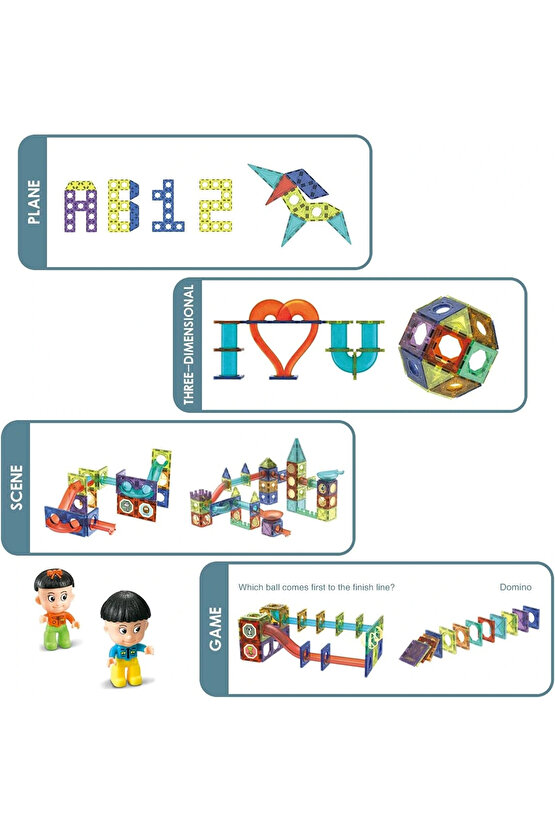 Orijinal Magnetic Tiles Light Version 75 Parça Işıklı Manyetik Lego - Magnetic Magical Işıklı Magnet