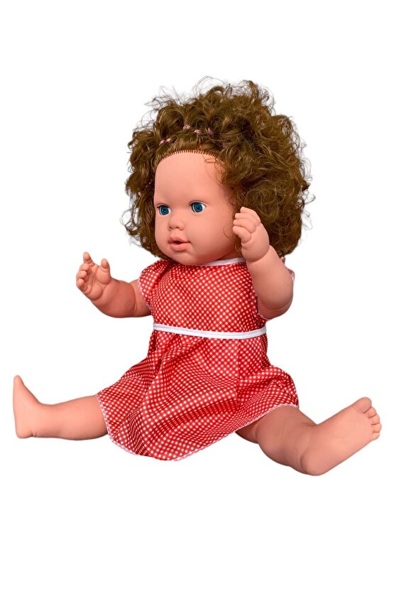 Büyük Boy Türkçe Konuşan Kahverengi Saçlı Et Bebek Oyuncak (60 CM)