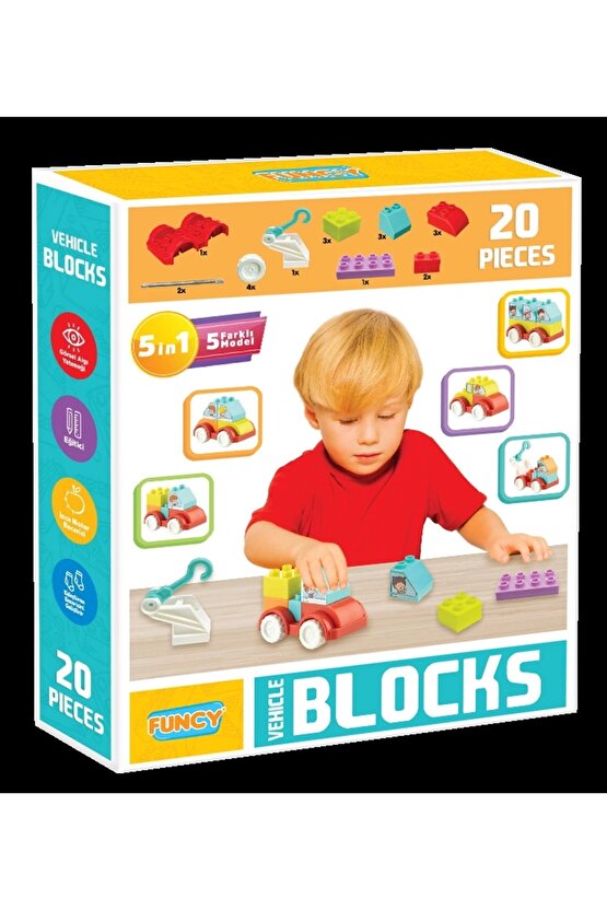 Creative Blok 20 Parça Araç Seti - Slide Blocks - Lego Oyuncakları - Yaratıcı Top Oyunu - Creative L