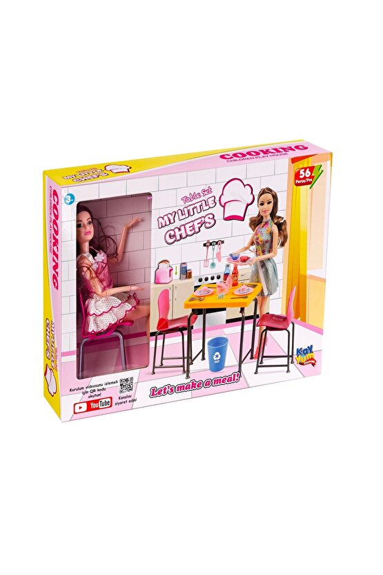 My Little Chefs Table Set - Şef Mutfak Seti - Tabak Çanak Seti - Masa Sandalye Seti - Aksuarlı Mutfa