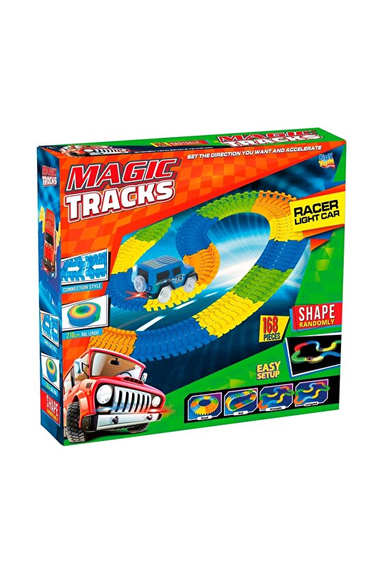 Magic Trucks 168 Parça Raylı Pist - Raylı Araç Oyuncak - Tren Oyuncak - Renkli Araç Yolu - Pist Set