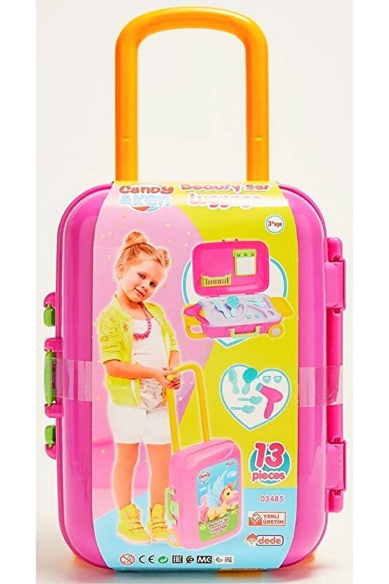 Kız Çocuk Valizli Bavullu Güzellik Seti Bavul Valiz Oyuncak Bavulum Valizim Set Dede 13