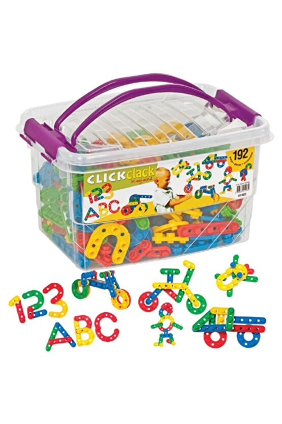 Plastik Saklama Kutulu Click Clack Puzzle Yapı Oyuncak 192 Parça