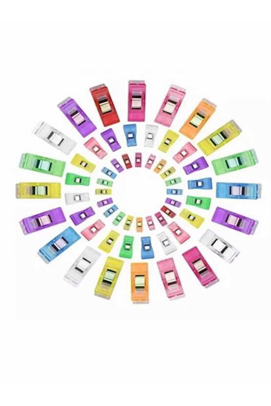 Dikiş Makine Çarşısı Singer Beko Zetina Bındallı Janome 50 Adet Renkli Kumaş Mandalları (50 Adet)