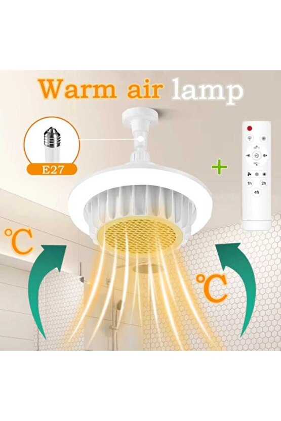 Istıcılı, Kumandalı, 3 Işık Modlu Led Ampul Isıtıcı Led Avize Ortam Isıtan 36 Watt 3900 Lümen Ampul