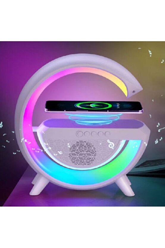 Çok Fonksiyonlu, Şarj Eder, Alarmlı, Saatli, Radyolu, RGB Çok Renkli Aydınlatma Masa Saati - Lambası