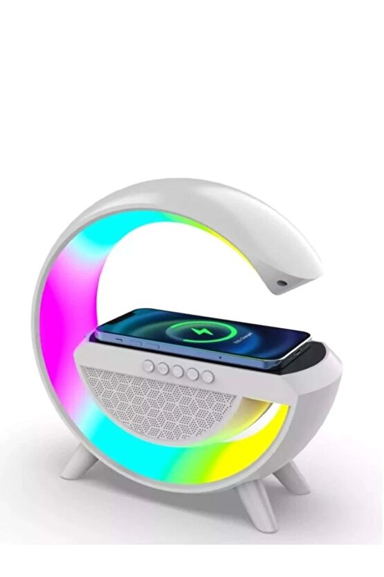 Çok Fonksiyonlu, Şarj Eder, Alarmlı, Saatli, Radyolu, RGB Çok Renkli Aydınlatma Masa Saati - Lambası