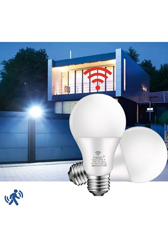 4 Adet 18 Watt Hareket Sensörlü E27 Duy Led Ampul Gece Sensörlü Beyaz IŞIK 18 Watt 1620Lm Led Ampul