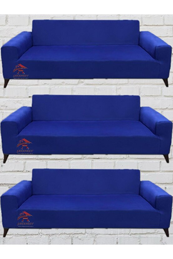 3+3+3 İtalyan Süet Koltuk Örtüsü(SAKS MAVİ RENK)
