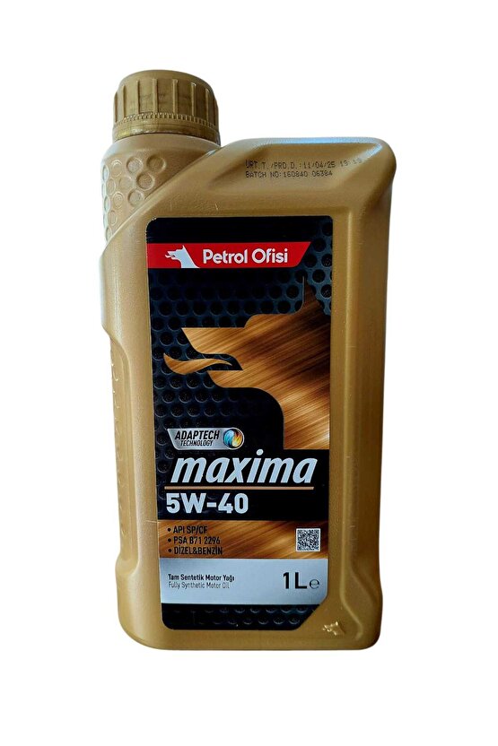 Maxima 5W-40 Tam Sentetik Motor Yağı 1 Lt (Ü.T:11.04.2025)