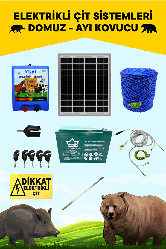 ELEKTRİKLİ ÇİT 5 YIL GARANTİ 2000MT PROFESYONEL ÖMÜRLÜK ÜRÜN 24AH