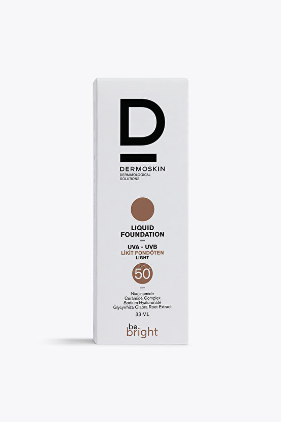 Be Bright Likit Fondöten Light SPF50+ | UVA&UVB Güneş Koruyucu | Yüksek Kapatıcı Fondöten | 33 ml