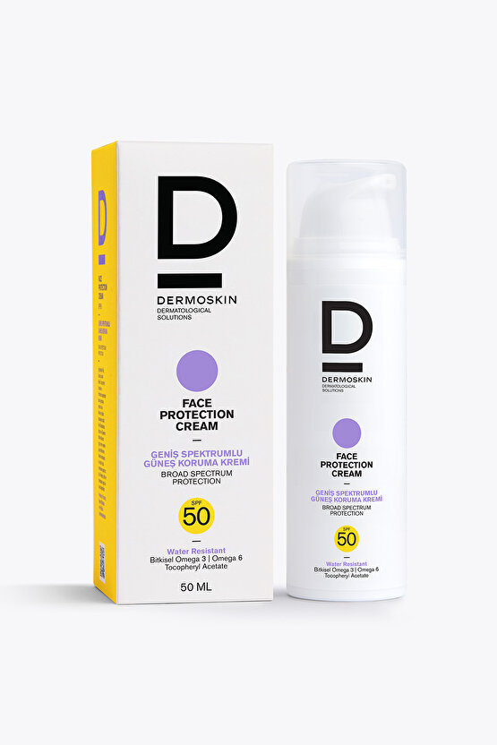 Face Protection Cream Spf 50+ | Nemlendirici Yüz Güneş Kremi | Suya Dayanıklı | 50 ml