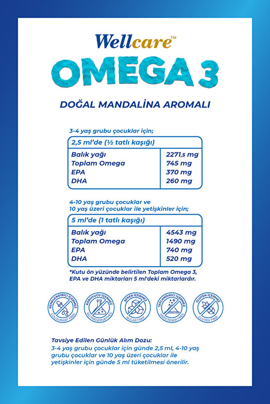 Omega 3 Doğal Mandalina Aromalı Balık Yağı - 150 ML