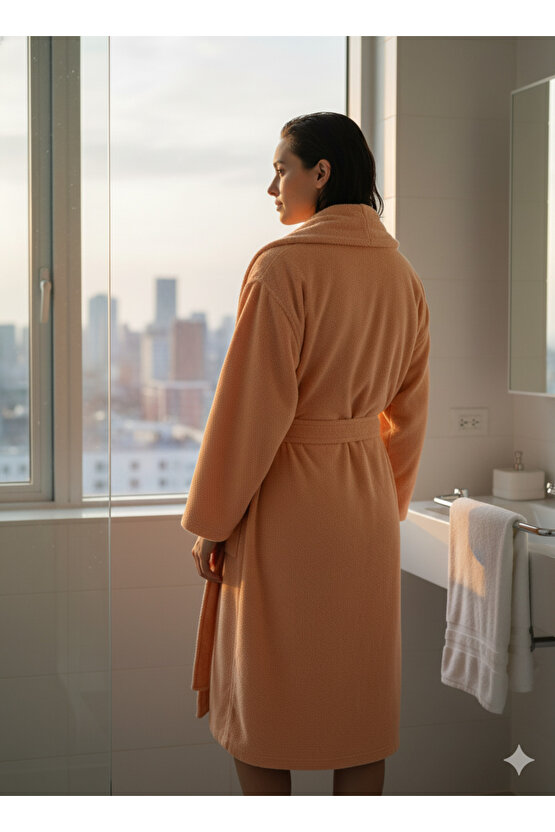 Bukle Bornoz, Şal Yaka Bornoz ,%100 Pamuklu Kadın  Erkek Unisex Bornoz , Sauna Otel Spa Bornozu