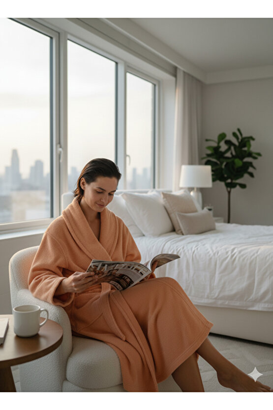 Bukle Bornoz, Şal Yaka Bornoz ,%100 Pamuklu Kadın  Erkek Unisex Bornoz , Sauna Otel Spa Bornozu