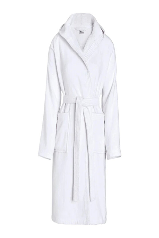 KAPŞONLU BEYAZ BORNOZ