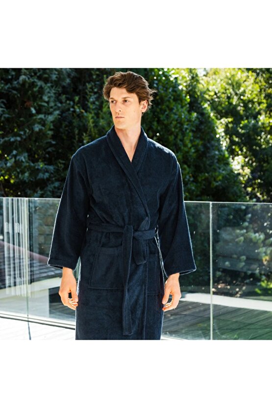 ŞALYAKA KADIN ERKEK LACİVERT BORNOZ