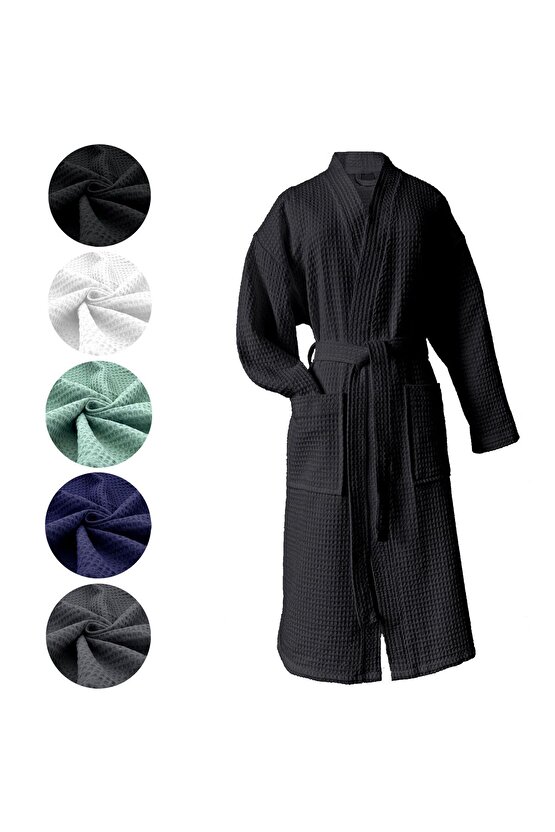 BORNOZ KADIN ERKEK SİYAH PİKE BORNOZ