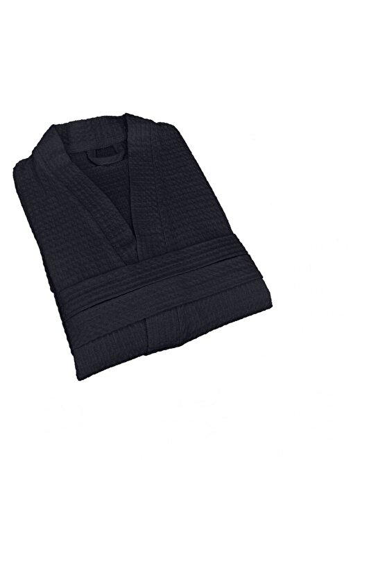 BORNOZ KADIN ERKEK SİYAH PİKE BORNOZ