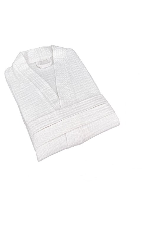 KADIN ERKEK BEYAZ PİKE BORNOZ