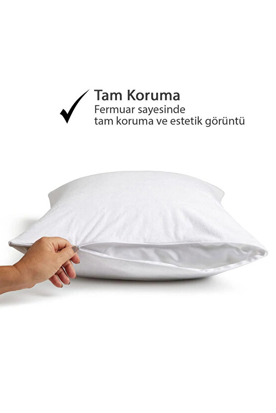 < 1 Adet > < 50x 70 cm > Pamuklu Fermuarlı Sıvı Geçirmez Yastık Alezi , Yastık Koruyucu Kılıf ,