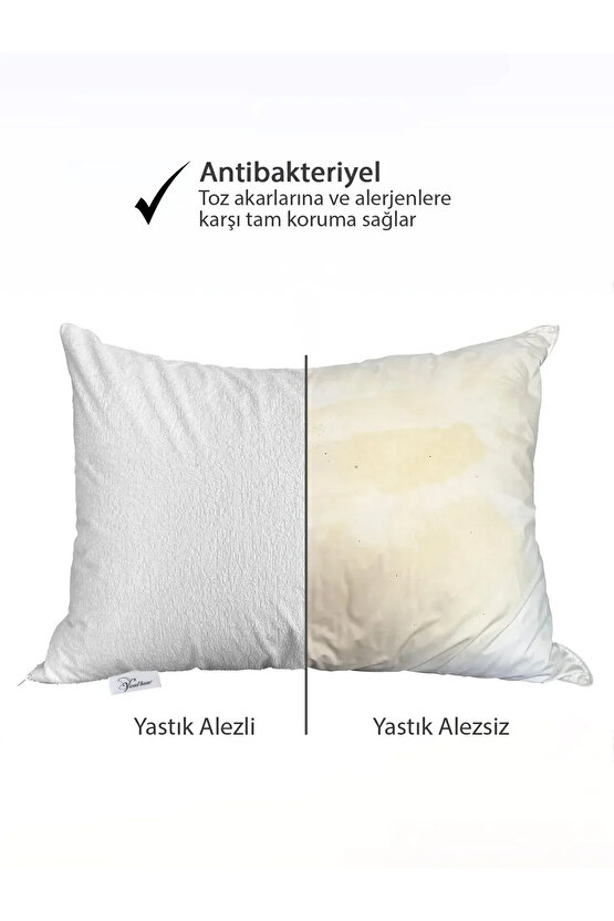 < 1 Adet > < 50x 70 cm > Pamuklu Fermuarlı Sıvı Geçirmez Yastık Alezi , Yastık Koruyucu Kılıf ,