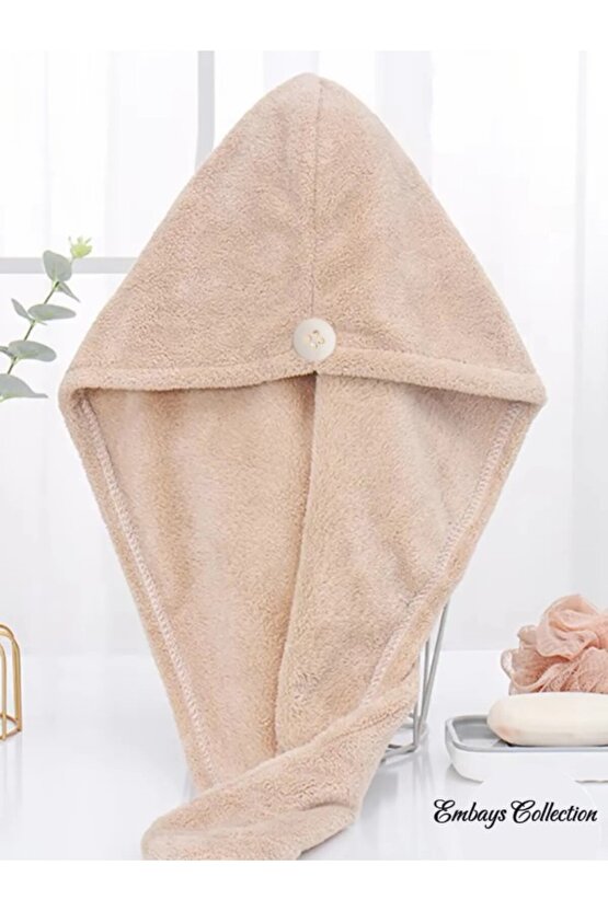 Düğme Lastikli Saç Havlusu, Saç Bonesi, Makyaj Bonesi, Yüz Bakım Havlusu,