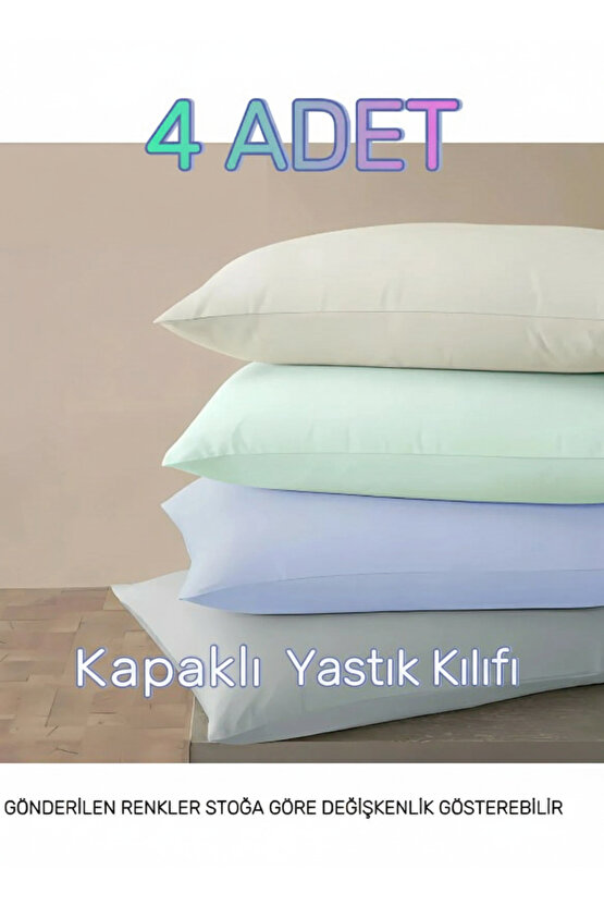 (4 Adet ) 50x70 cm Renkli Kapaklı Outlet Yastık Kılıfı, Karışık Renkli Yastık Kılıfı
