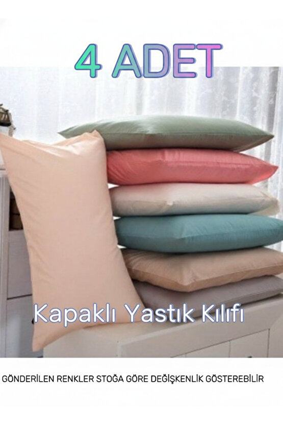 (4 Adet ) 50x70 cm Renkli Kapaklı Outlet Yastık Kılıfı, Karışık Renkli Yastık Kılıfı