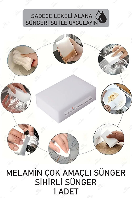 1 Adet Melamin Sünger, Çizik Giderici Sünger, Duvar Temizleme Süngeri, Silgi Sünger, Sihirli Sünger